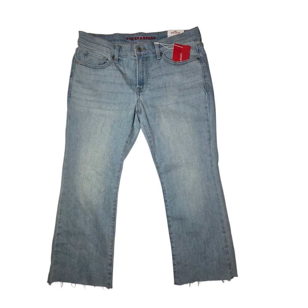 Lucky Brand Sweet Mid Rise Kick Crop Faded Jeans‎ Raw Hem 12/31 NWT
